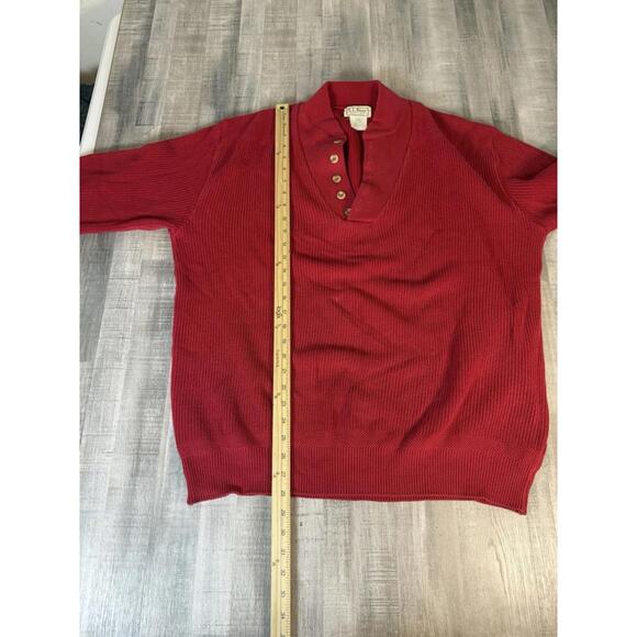 Vintage Ll Bean Five Button Henley Heavyweight Sweater Red Fisherman Men’s LT - Picture 6 of 8